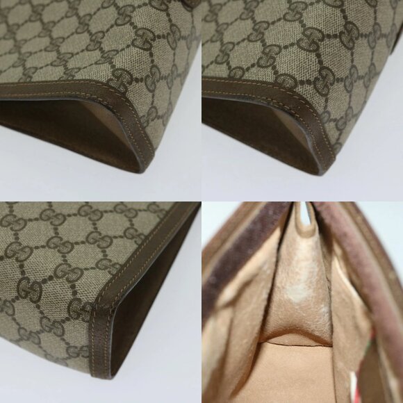 GUCCI GG Supreme Web Sherry Line Clutch Bag PVC Beige Red 89 01 033 Auth 68825 - Picture 14 of 14